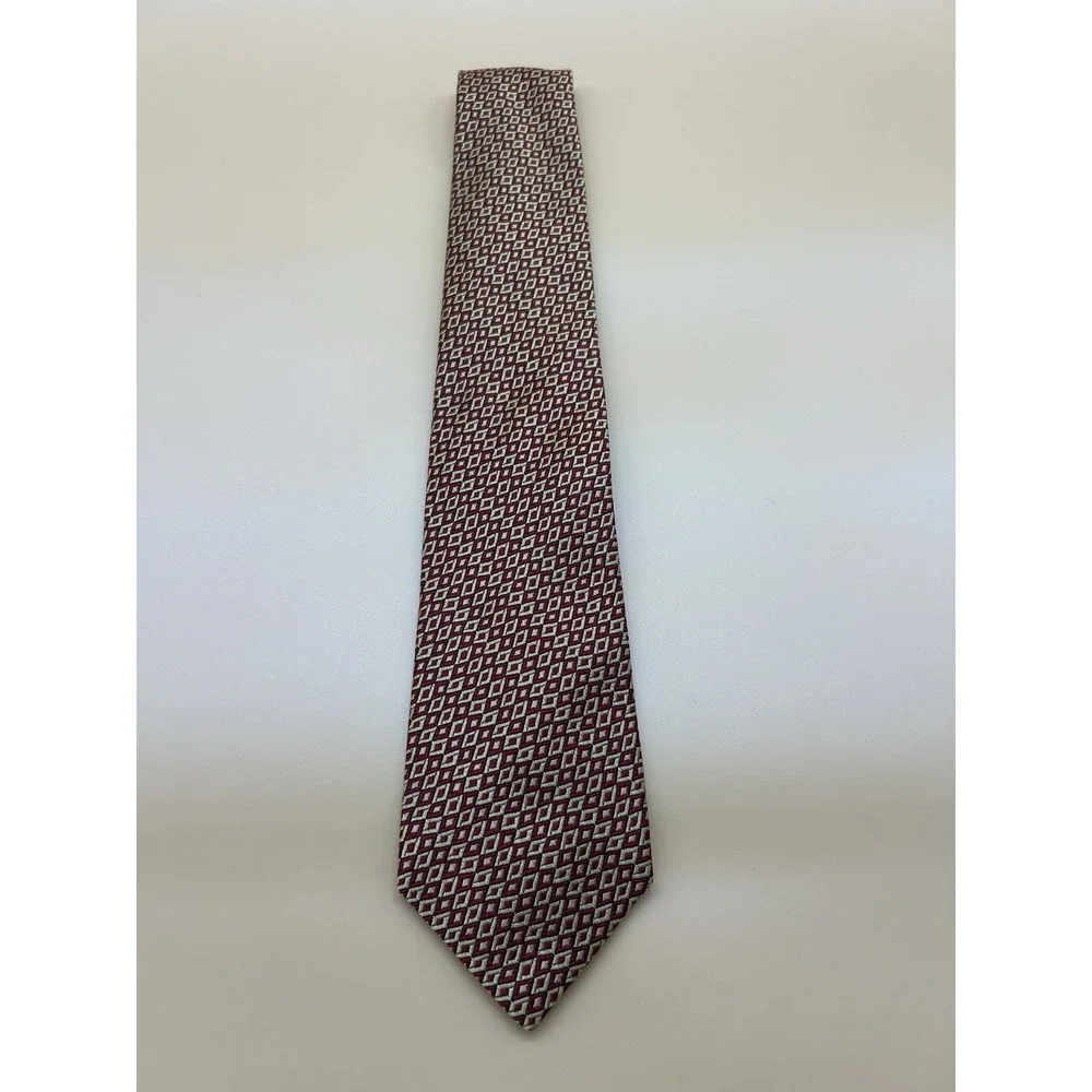 Charvet Paris Place Vendome Silk Tie Red Gold Geometric Made France Luxury